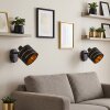 Alsen Wandleuchte mit goldfarbenem Stoff-Lampenschirm mit Muster, E14, 2er-Set