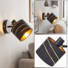 Alsen Wandlampe mit Stoffschirm, goldfarbene Schlitze, verstellbares Leselicht