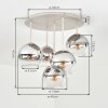Koyoto Deckenleuchte mit Rauchglas-Kugeln, 5-flammige Glaslampe ø 45 cm