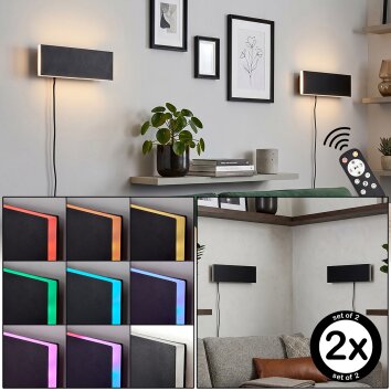 Axion LED Wandleuchte mit Fernbedienung, flach, für Wohnzimmer, 2er-Set