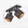 Tallaboa verstellbare Deckenleuchte 2-flammig, gold-schwarzer Stoff-Metallschirm