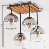 Koyoto 4-flammige Deckenleuchte aus Tannenholz mit Rauchglas-Kugelschirmen