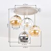 Cluster-Deckenleuchte Koyoto, 4 Glasschirme in Bernstein, Chrom, Klar und Rauch