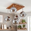 Boho Holz-Kugel-Deckenleuchte Gastor mit fünf klaren und rauchfarbenen Glasschirmen ø 15 cm