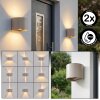 Tamarin LED Außenwandleuchte 2er-Set sandfarben IP54 mit verstellbarem Lichtkegel