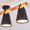 Andian Deckenleuchte Holz-Balkenlampe 3-flammig mit schwarzen Metallschirmen