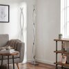 Velix geschwungene LED Stehlampe, silberfarben, 143 cm, mit Fußschalter