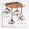 Koyoto Kugel-Deckenleuchte mit Tannenholz-Lamellen, 4-flammig, Rauchglas