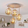Gastor Kugel-Deckenleuchte für Esszimmer, 4-flammig, bernsteinfarbene Glasschirme