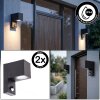 Kingstown Außenwandleuchte mit Bewegungsmelder im 2er-Set, IP44, klarer Glasschirm