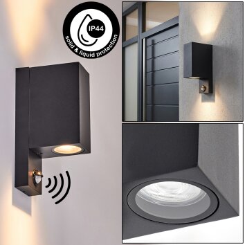 Kingstown Up & Down Außenwandleuchte mit Bewegungsmelder, IP44, GU10, 2-flammig