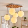 Boho Cluster-Deckenleuchte Gastor mit 5 weißen Glaskugelschirmen ø 15 cm