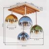 Koyoto Deckenleuchte mit bunten Glasschirmen ø 15 cm, Tannenholz-Lamellen
