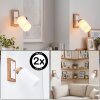 skandinavische Alvorn Wandleuchte aus Holz mit weißem Glasschirm, 2er-Set