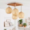 Boho Kugelleuchte Basto mit 4 naturfarbenen Bambusschirmen in Cluster-Anordnung