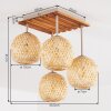 Boho Kugelleuchte Basto mit 4 naturfarbenen Bambusschirmen in Cluster-Anordnung