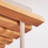 Naturfarbene Holz-Kugelleuchte Koyoto mit 4 bernsteinfarbenen Riffelglasschirmen ø 15 cm
