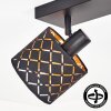 Tallaboa Deckenleuchte 3-flammig, schwarz-goldener Metall-Stoffschirm E14