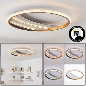 LED Deckenleuchte Calista mit Goldring, Lichtband, CCT-Lichtfarbe 3000 Kelvin warmweiß