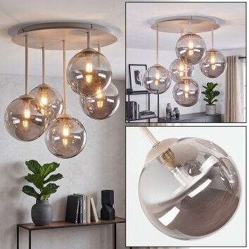Chehalis Deckenleuchte mit Rauchglas-Kugeln ø 15 cm, 5-flammig, G9