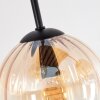 Koyoto Deckenleuchte mit Riffelglas-Kugeln, 4-flammige Holz-Deckenlampe