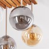 Gastor Tannenholz Deckenleuchte mit mehrfarbigen Kugel-Glasschirmen, 4-flammig