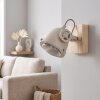 Boho Wandleuchte Herford mit rundem Leuchtenkopf, für die Couch, Gestell in Sandfarben
