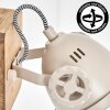 Boho Wandspot Herford mit Holz-Wandhalterung, sandfarbenem Metallschirm, dreh- und schwenkbar