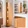 Naturfarbene Boho-Holz-Stele-Stehleuchte Sernadelo mit wellenförmigem Ausschnitt