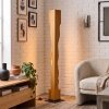 Naturfarbene Boho-Holz-Stele-Stehleuchte Sernadelo mit wellenförmigem Ausschnitt