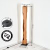Naturfarbene Boho-Holz-Stele-Stehleuchte Sernadelo mit wellenförmigem Ausschnitt