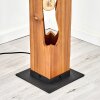 Naturfarbene Boho-Holz-Stele-Stehleuchte Sernadelo mit wellenförmigem Ausschnitt