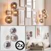 Moderne Kugel-Wandleuchte Gastor im 2er-Set mit 3 rauchfarbenen Glasschirmen
