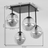 Moderne Cluster-Deckenleuchte Gastor mit 4 Glasschirmen in Rauch, Bernstein, Klar