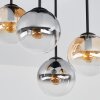 Moderne Cluster-Deckenleuchte Gastor mit 4 Glasschirmen in Rauch, Bernstein, Klar