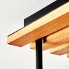 Cluster-Deckenleuchte Koyoto mit 5 bernsteinfarbenen Glasschirmen und Holzlamellenplatte