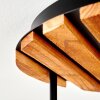 Moderne Deckenleuchte Gastor mit Holzlamellen-Abdeckung und 5 Rauchglasschirmen ø 15 cm