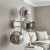 Moderne Kugel-Wandleuchte Koyoto mit drei vertikal angeordneten Chrom-Rauchglasschirmen