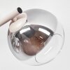 Moderne Kugel-Wandleuchte Koyoto mit drei Glasschirmen in Rauchfarben und Klar