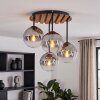 Cluster-Deckenleuchte Gastor im Boho Style, 4 Rauch- und Klarglasschirme