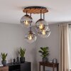 Cluster-Deckenleuchte Gastor im Boho Style, 4 Rauch- und Klarglasschirme