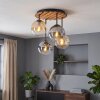 Naturfarbene Boho-Cluster-Deckenleuchte Gastor mit 4 Glasschirmkugeln