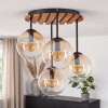 Boho Cluster-Deckenleuchte Gastor mit 4 Glasschirmen in Bernsteinfarben und Klar