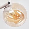 Retro-Kugel-Wandleuchte Gastor im 2er-Set mit drei bernsteinfarbenen Glasschirmen