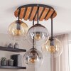 Boho Cluster-Deckenleuchte Koyoto mit 4 Glasschirmen in Klar, Bernstein und Rauch
