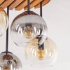 Boho Cluster-Deckenleuchte Koyoto mit 4 Glasschirmen in Klar, Bernstein und Rauch
