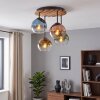 Cluster-Deckenleuchte Koyoto im Boho Style mit Holzlamellenplatte in Naturfarben