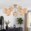 Boho-Cluster-Deckenleuchte Basto mit 7 kugelförmigen naturfarbenen Bambusschirmen