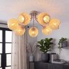 Boho-Cluster-Deckenleuchte Basto mit 7 kugelförmigen naturfarbenen Bambusschirmen