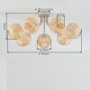 Boho-Cluster-Deckenleuchte Basto mit 7 kugelförmigen naturfarbenen Bambusschirmen